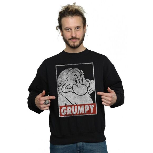 Snow White And The Seven Dwarfs Mens Grumpy Poster Sweatshirt / Black - Picture 2 of 5